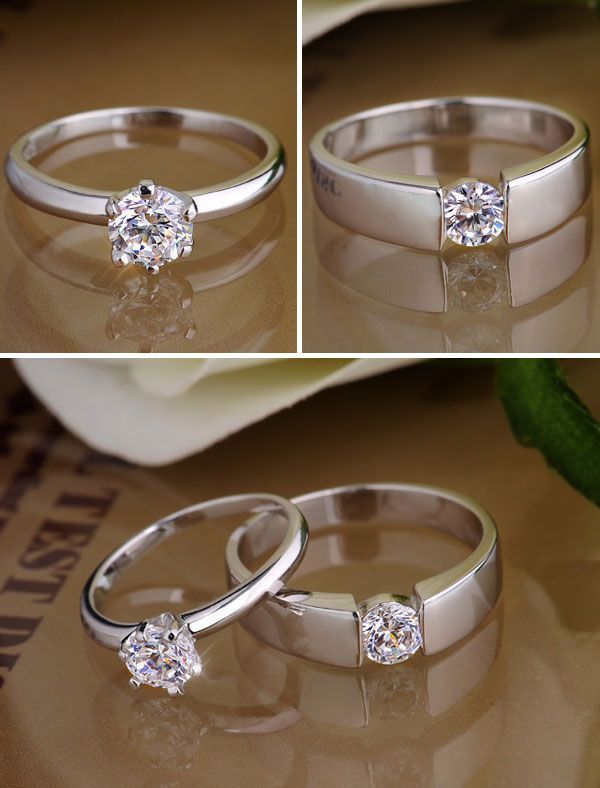 Classic Couple Rings For Men Women CZ Stone Trendy Wedding Lovers' Ring Jewelry