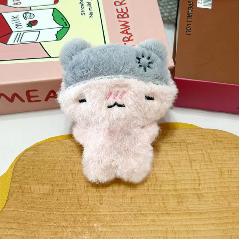 Cute Cartoon Plush Kitty Keychain Kawaii Black & Pink Cat Doll Backpack Decoration Pendant Bag Charm Accessory 