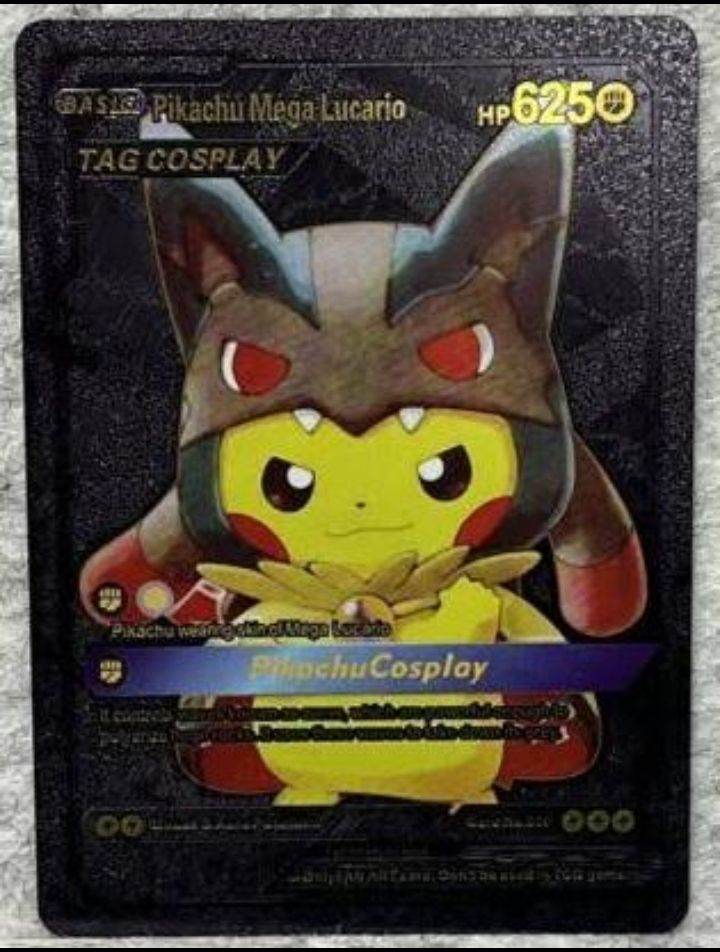 Pikachu Mega Lucario Black Gold foil Pokemon Fan Art Card 009