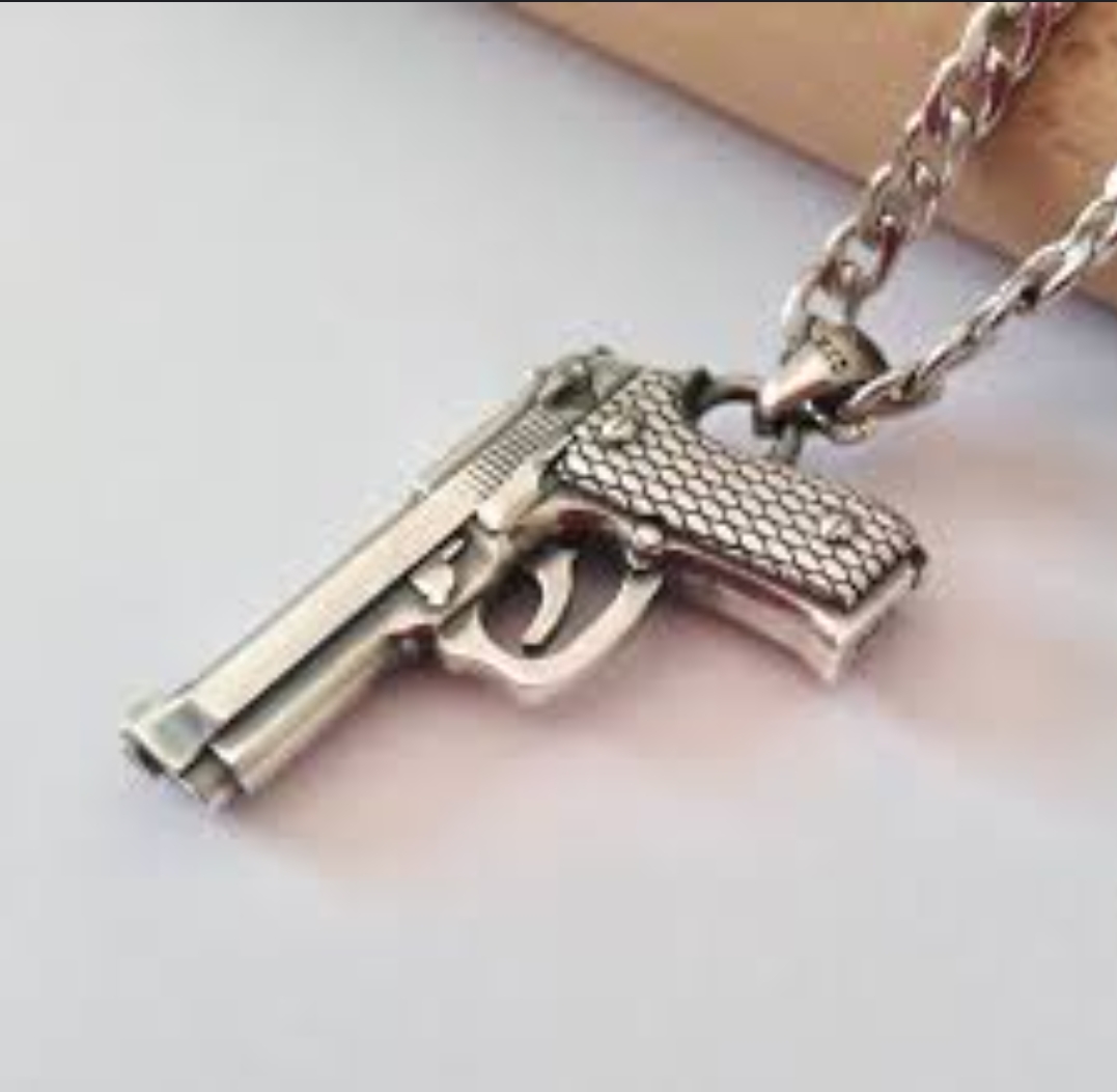 HOT SELLING MENS SILVER HIP HOP NECKLACE-TOP FASHION HIGH RECOMEND GUN STYLE HIP HOP  NACKLACE /PENDANT  FOR MEN MENS FASHION JEWELRY NEVER FADE COLOR
