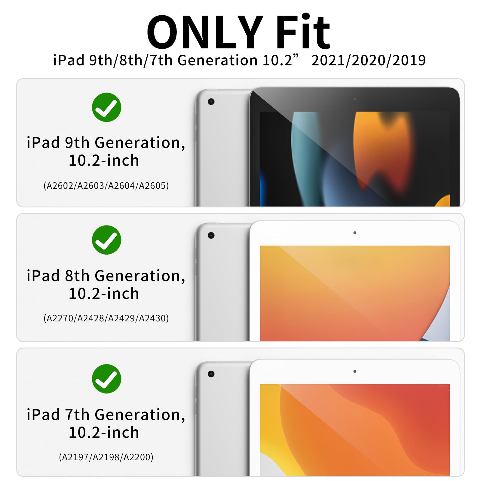 Tablet Case for  iPad 9th/8th/7th Generation 10.2-Inch (2021/2020/2019 Release),Magnetic Flip Smart Cover Auto Wake Sleep