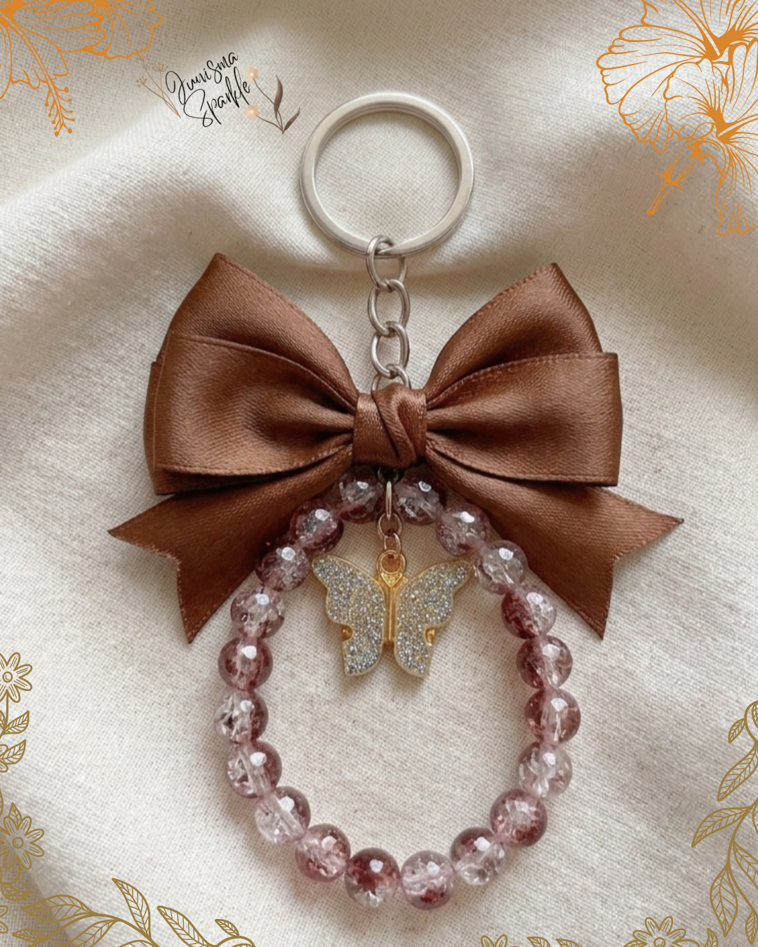 Bow keychain for Girls and women | Bow Pearl Keyring for Car Keys, Bag Charm for Purse & Handbag, Stylish Key Chain Accessory,Beaded Key Holder for Backpack,Aesthetic Key Chain for Wallet,Fashion Gift Keychain for girls | Cute Pink Bow Keychain for Girls
