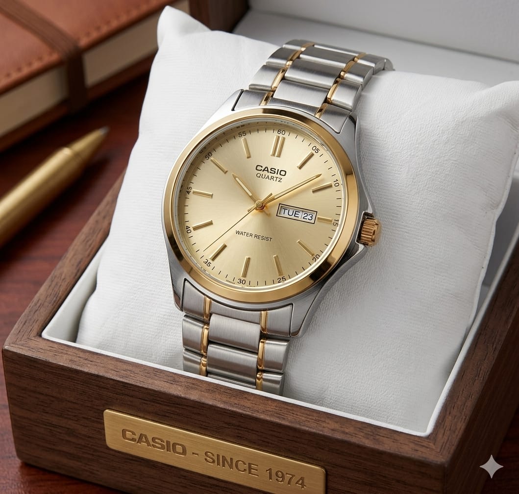 original  Casio watch full stillness steel watch and date din kae sath and Free box 🎁☑️ beautiful and sweet watch