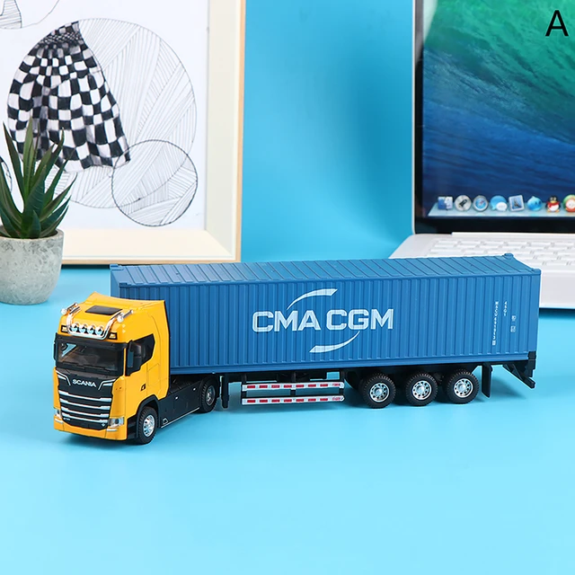 1:50 Diecast Alloy Truck Head Model Toy Container Truck Pull Back With Light Engineering Transport Vehicle