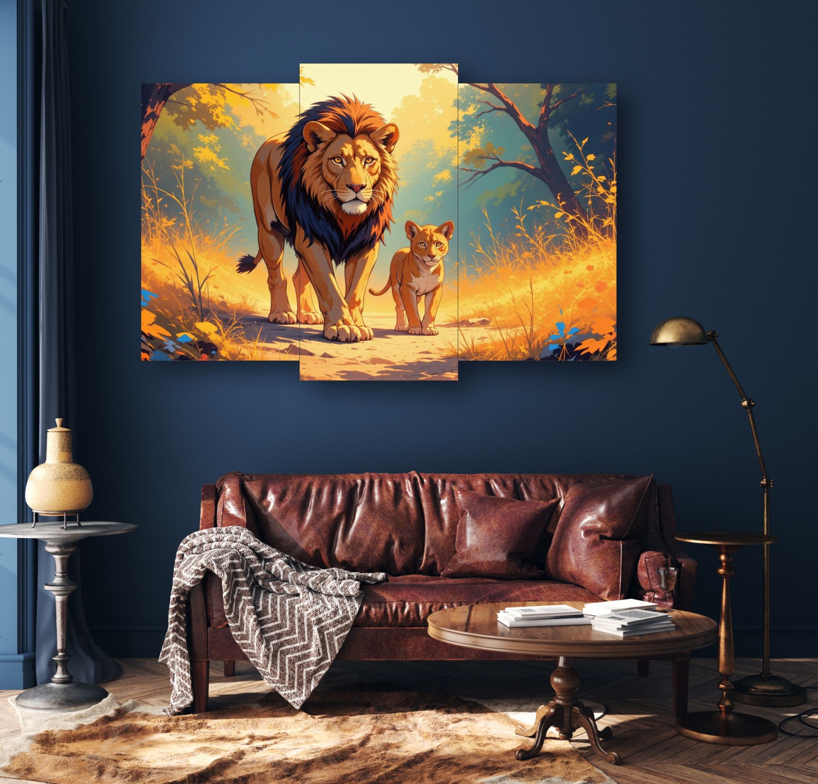 Set of 3 Wild Lion Wall Art