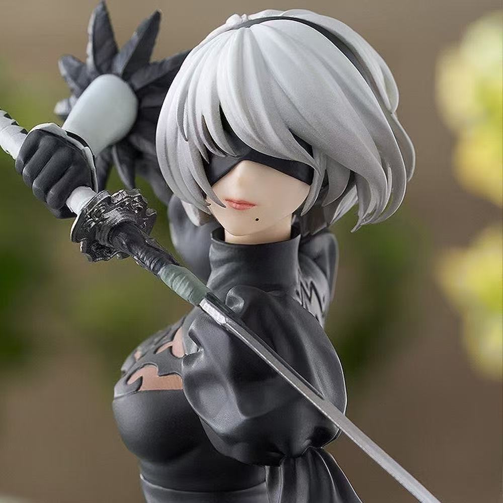 Hot 18CM Yorha 2B Black and White Series Anime Figure PVC Collectible Action Figures Model Doll Statuette 
