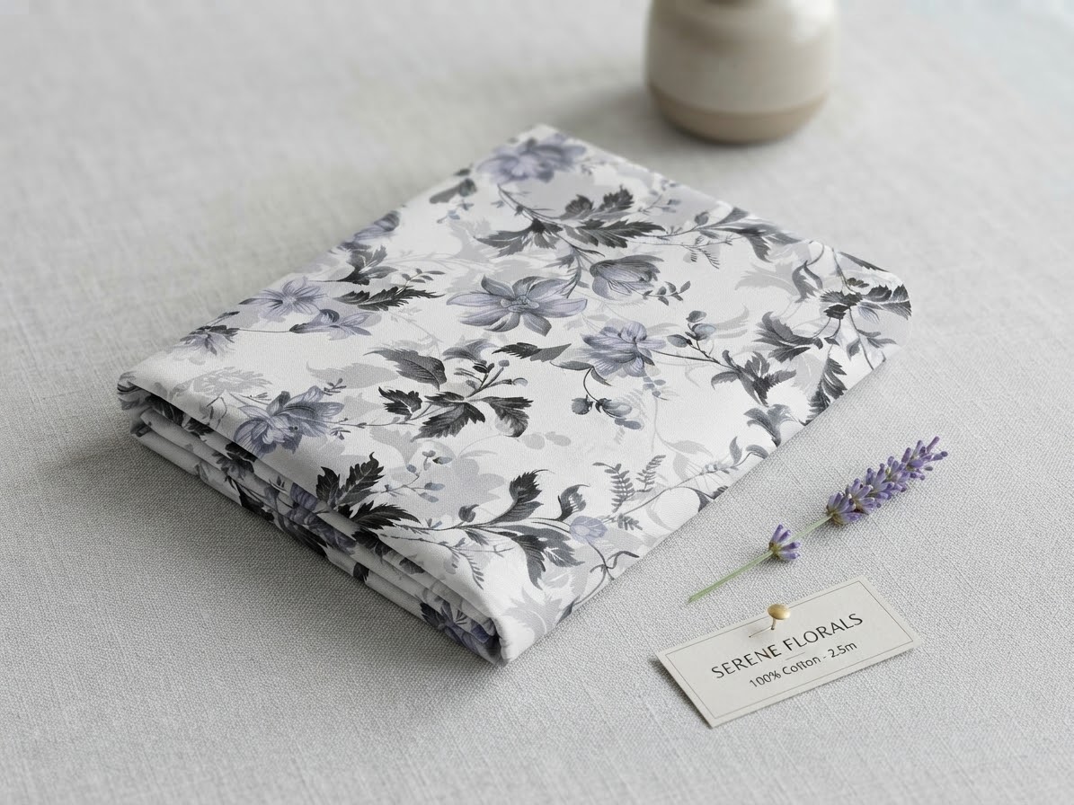 black shady flowers white black Polo cotton ladies suit 3 meter 46 inches arz