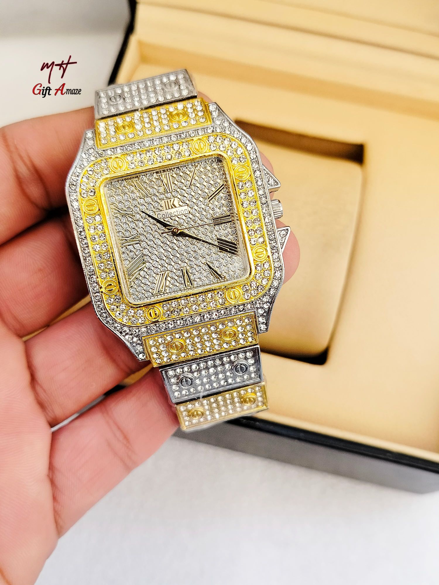 HOT DEALS Luxury Diamond Men Women Watches Gold Watch Ladies Wrist Watch Luxury Rhinestone Unisex Bracelet Watches Female Clock 2025 New