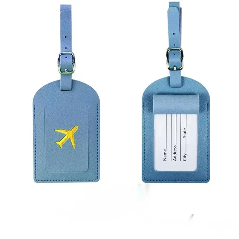Suitcase Address Label Luggage Boarding Case Stamped Leather Business Luggage Tag Label Name ID Address Clip Travel Accessories