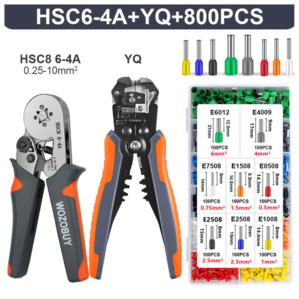 HSC8 64A/66A Crimping Pliers Kit,Stripping Cutting Plier with Tube