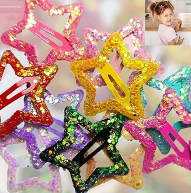 Glitter Star Hair Pins For Kids Shiny Hair Accessories Tara Chamkeli Pins Fashion Clips For Girls