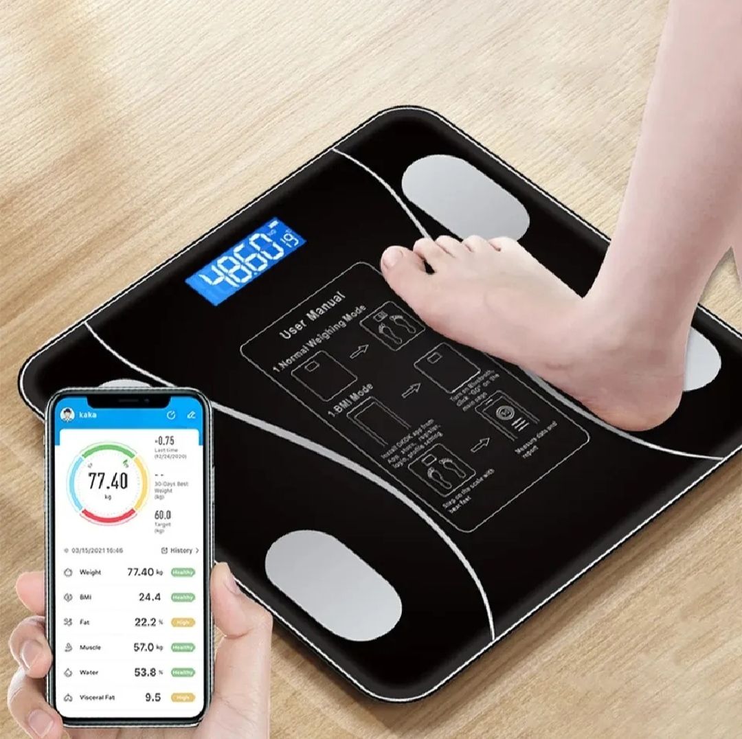 Smart Bluetooth Body Weight Scale | Digital BMI Fat Protein Muscle Analyzer | Mobile App Sync