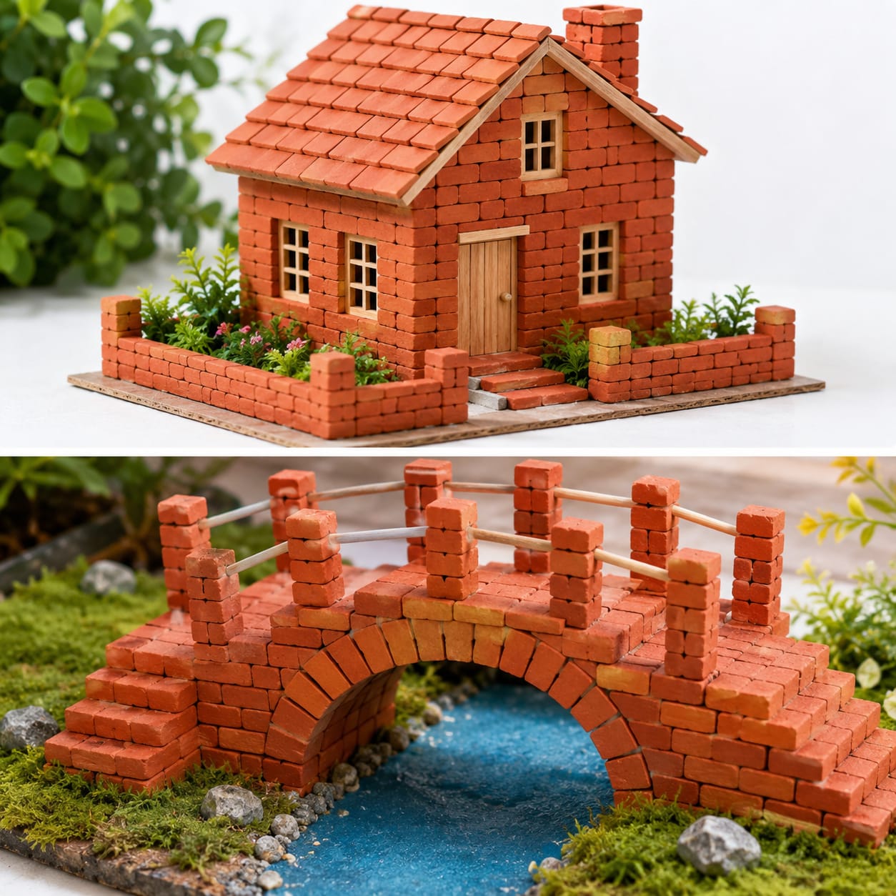 120 PCS Mini Clay Bricks | Handmade Mini Red Bricks for Doll House & Miniature Construction | Architectural Models, School Projects, DIY Crafts & Model Building