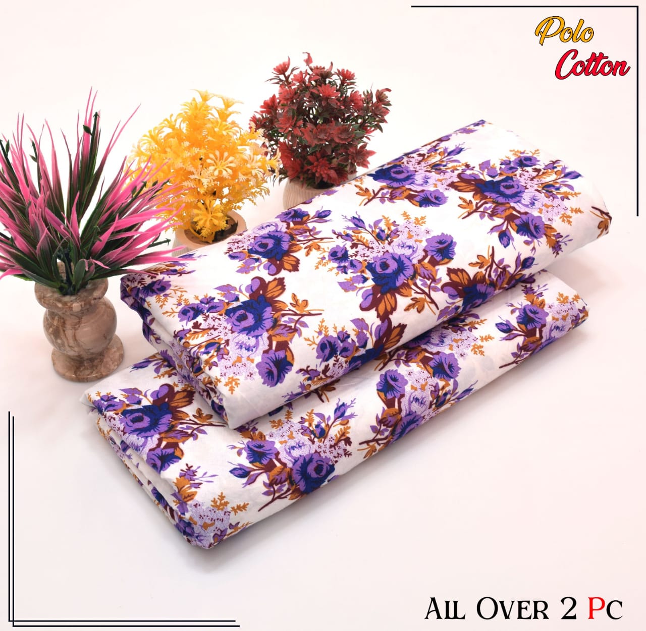 spring flowers polo cotton unstich 2 piece for girls 3 meter 46 inches arz