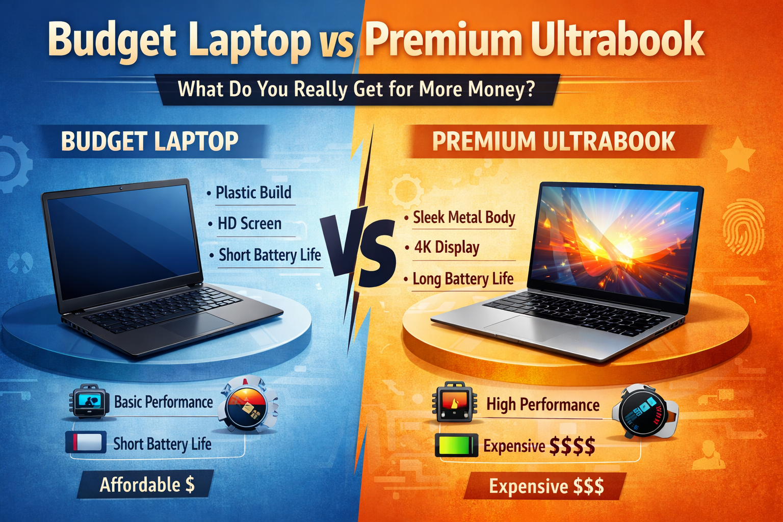 Premium ultrabook with slim metal design, high performance and long battery life for professionals