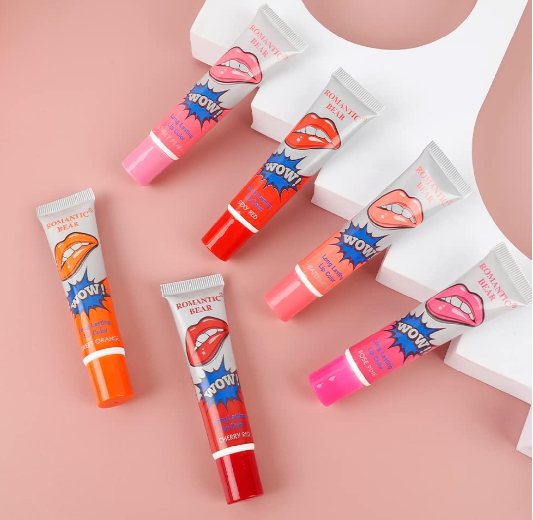 Long Lasting And Waterproof Peel Off Wow Lipsticks - 6 pcs - Multocolours Availble - Same as shown in Pictures