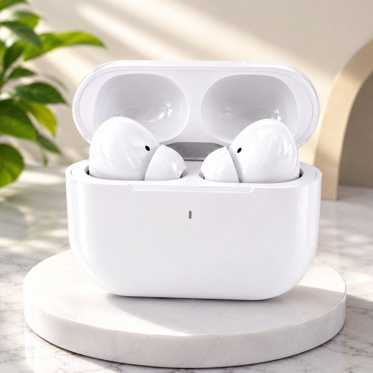Wireless Bluetooth Touch Control Rechargeable TWS Stereo Handsfree with Charging Case | HD Sound | Noise Reduction | Long Battery Backup | White