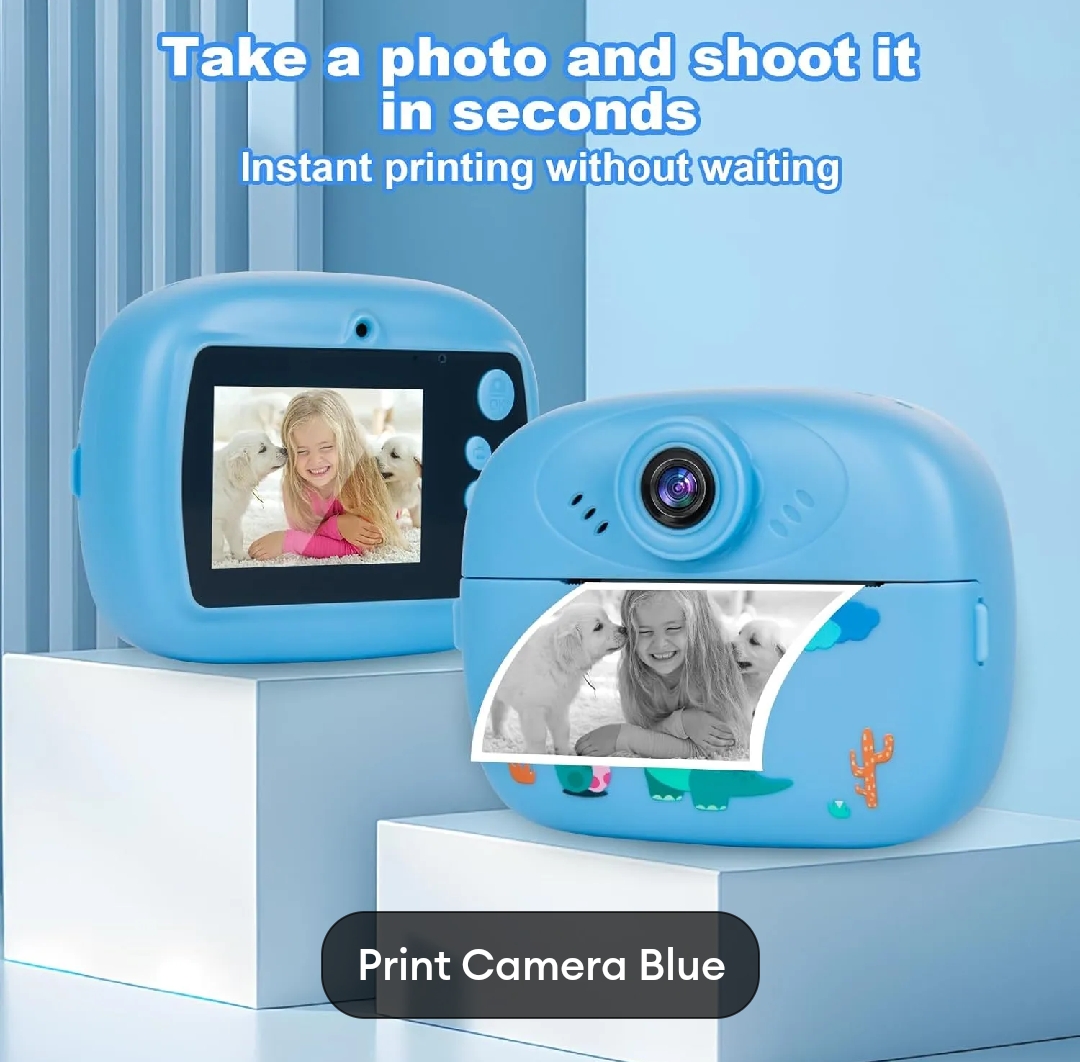 smart Digital Dual Lens instant Print camera For kids 1080 P Vedio Recorder & Selfie Camera With Tharmal Printer Camera 2.4" IPS Screen Mini Portable Camera With Games Best Gift For Gift For Both Girls And Boys ! Children Digital Camera Toys For Kids