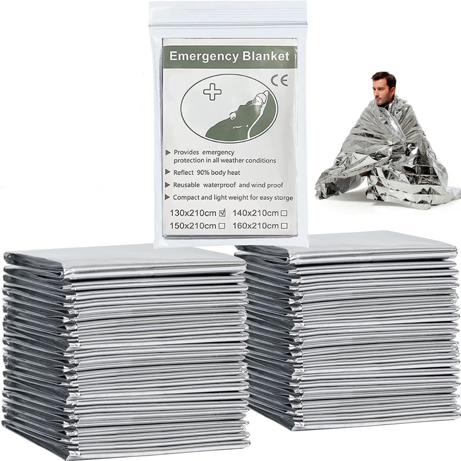 Survival Emergency Mylar Thermal Blanket Foil Space Blanket for NASA Body Warmer Outdoor First Aid Camping Gear Hiking Travel