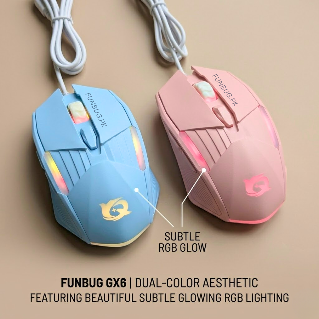FunBug 7 Buttons Sports Mechanical Wired Gaming Mouse RGB with 4-Levels DPI Control - 7 Light Wired USB Optical Mouse with Side Buttons - Mouse with Pad for PC, Laptop, Computer, Gaming, Pubg Mobile