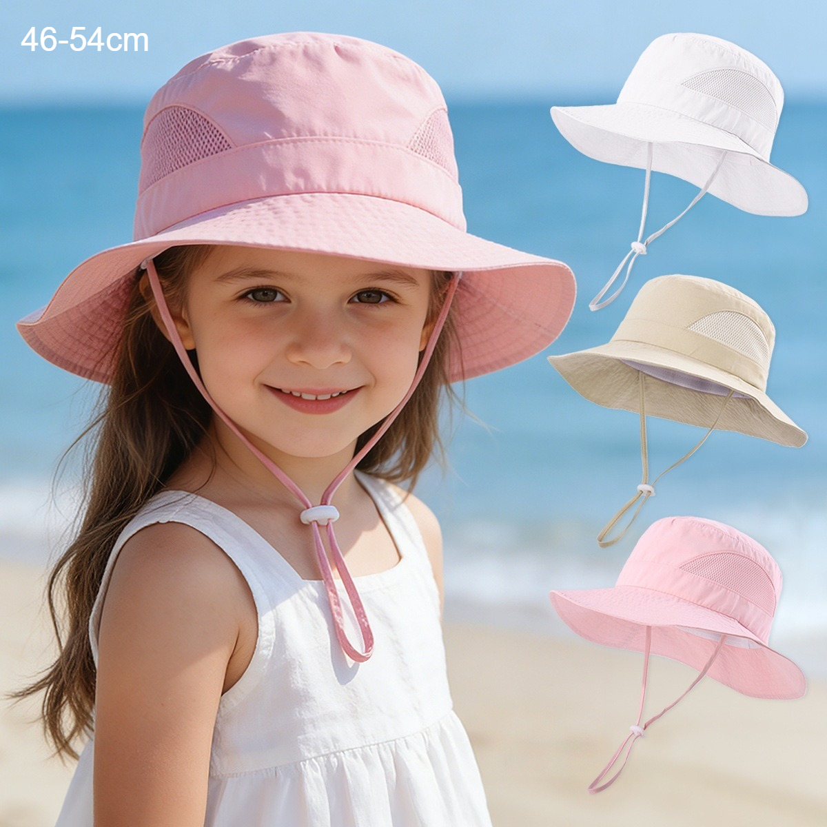 Kids UV Protection Sun Hat 46-54cm Summer Girls Hat Quick Dry Breathable Mesh Beach Boys Cap Children Outdoor Fishing Hat