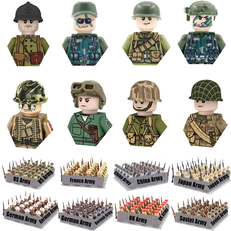 The Soviet Union, Britain, China, French, Polish and Canadian soldiers' building blocks and dolls and toys are 24 pieces/batch.