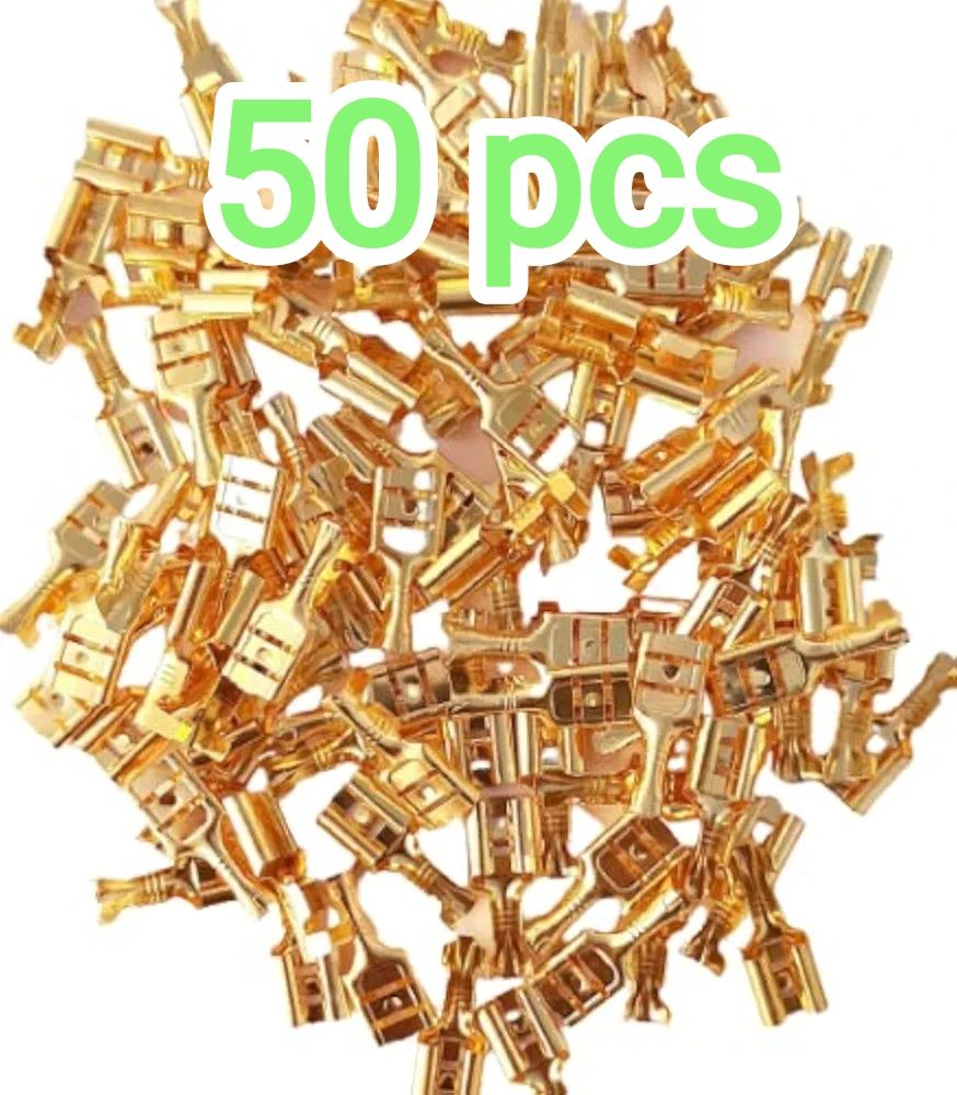 20 , 50 , 100 , 200 pcs 6 mm Electrical (Lex pin) Wire Cable Thimble Lugs Crimp Terminal Female Spade Thimble for Automobiles, Bike, Speaker, RO Water Purifier, Appliances, AC Wire Connector