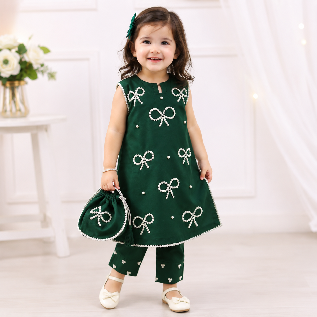 14 August dress for Baby girl green dress for baby girls
