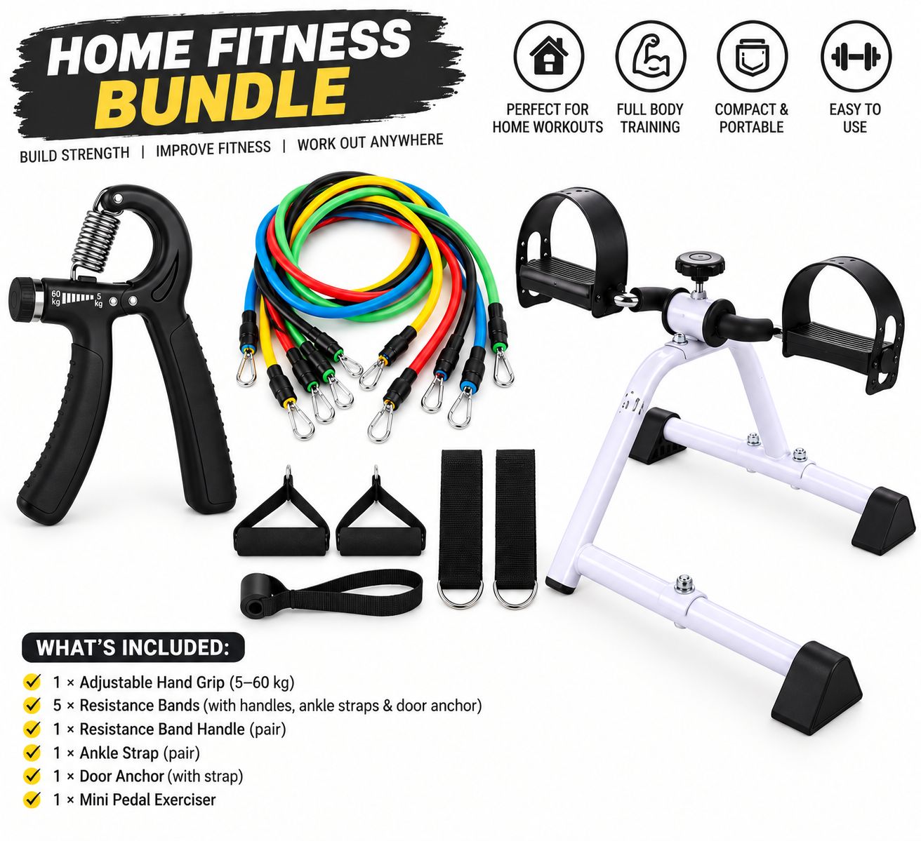Exercise Cycle  Portable Pedal Exerciser  Digital Display Monitor  Arm & Leg Workout Machine  Compact Fitness Equipment for Home, Office & Physical Therapy  Adjustable Resistance  Low Impact Exercise Bike