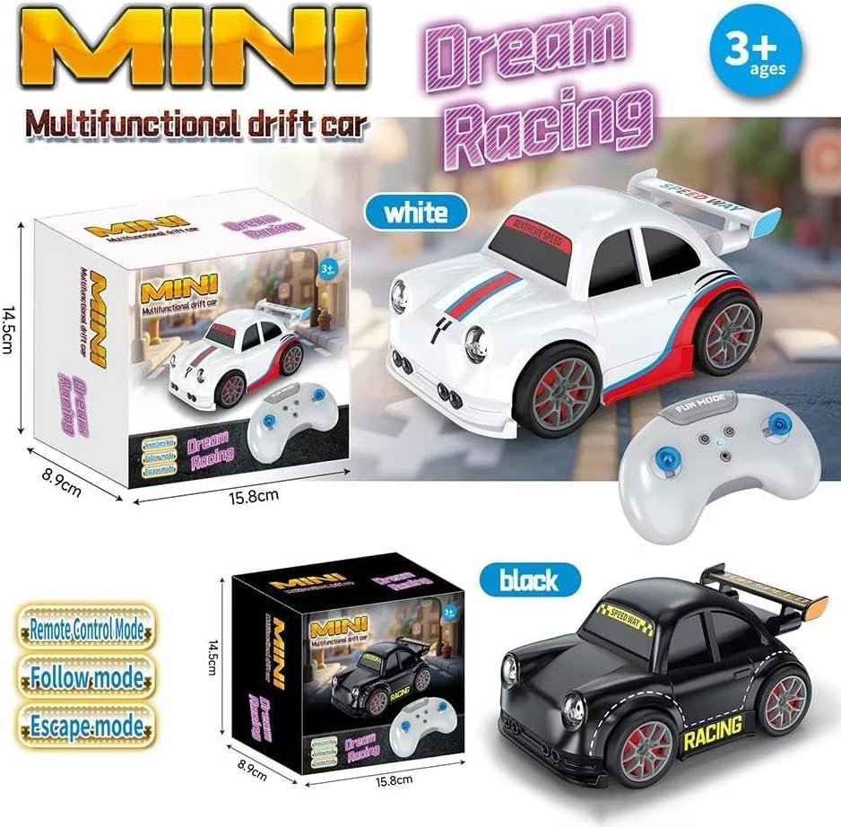 2.4GHz Remote Control Drift Car Rechargeable Mini RC Car With Gesture Control, Remote Control Follow & Escape Mode, LED Lights & Sound Effects, Kids Racing Toy Smart Induction Control Car