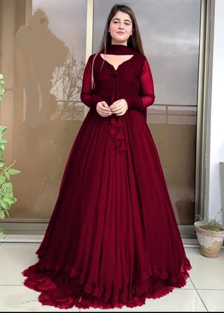 Casual Simple Chiffon Dress Designs Stylixh Collection Stitched Two Layer  Border Chiffon Party Wear 3pc Maxi