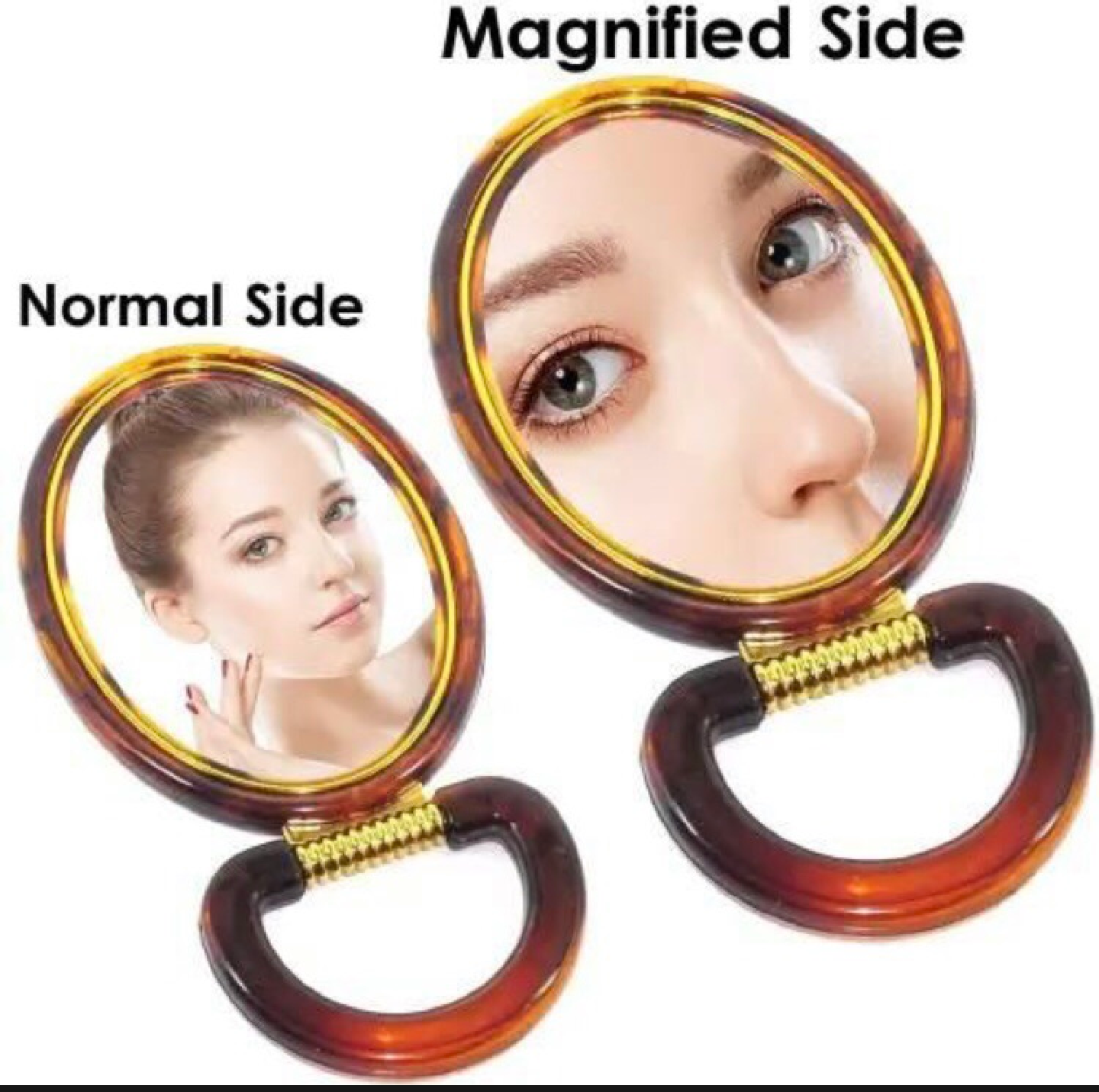 Two sided mirror, magnifying mirror, makeup mirror, pocket mirror, table mirror