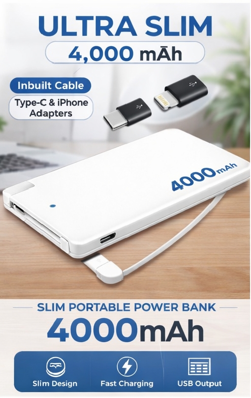 4000 mah power bank pocket size  small Size