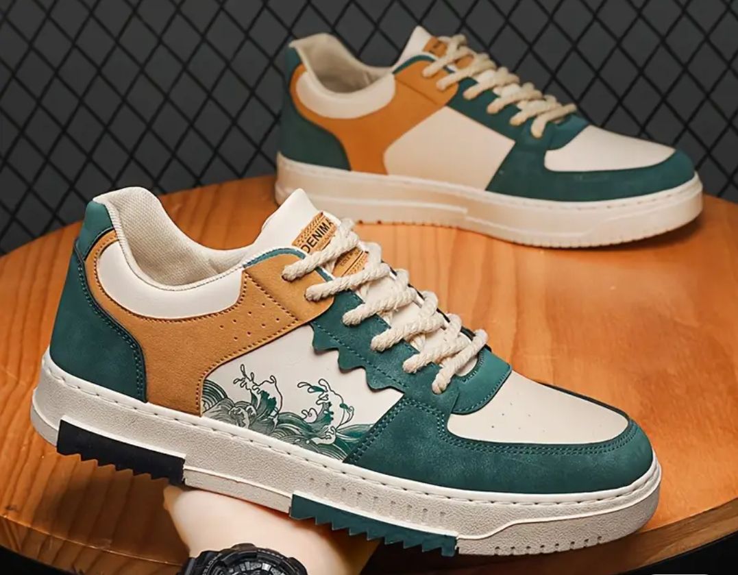 Sherry Wears Stylish Sneakers Shoes for Men Women Boys Girls  Casual Fashion Joggers  Trendy Lace-Up Sneakers  Comfortable Walking Shoes  Green White & Blue White Combination  EU Size 6-11