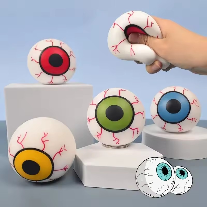 Halloween Horror Eyeball Squishy Toys - Soft Plastic Stress Balls, Novelty Fidget Gadgets, Perfect Party Favors, Gag 