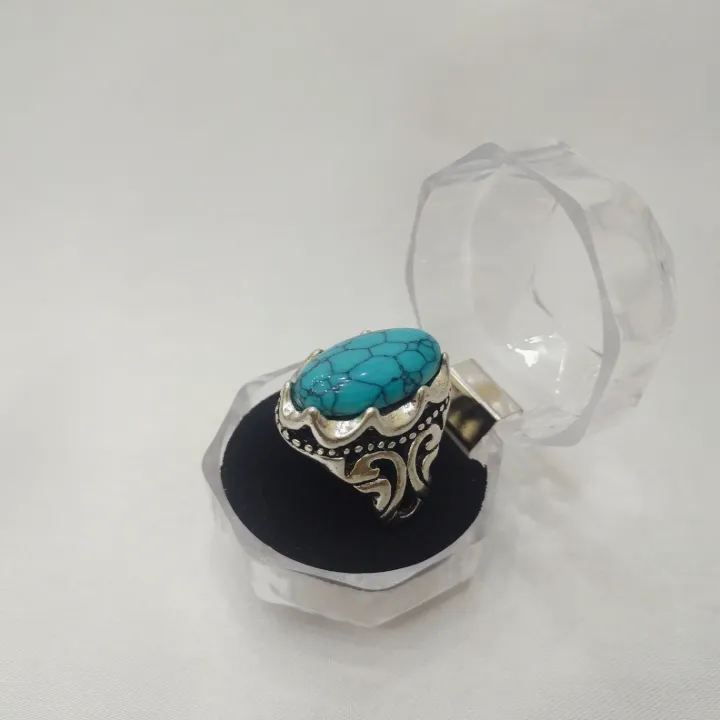 Elegent Turkish Feroza Stone Ring for Boys With Premium Box | High-Quality Fashion Ring | New Stylish Rings | Rings For Boys | New Design Rings For Boys