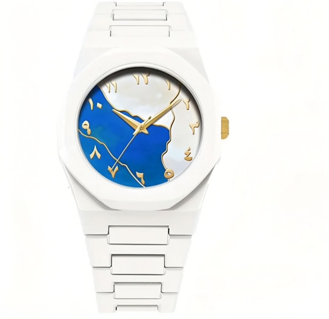 Arabic Aura Watch (Premium Quality) White Men Watch