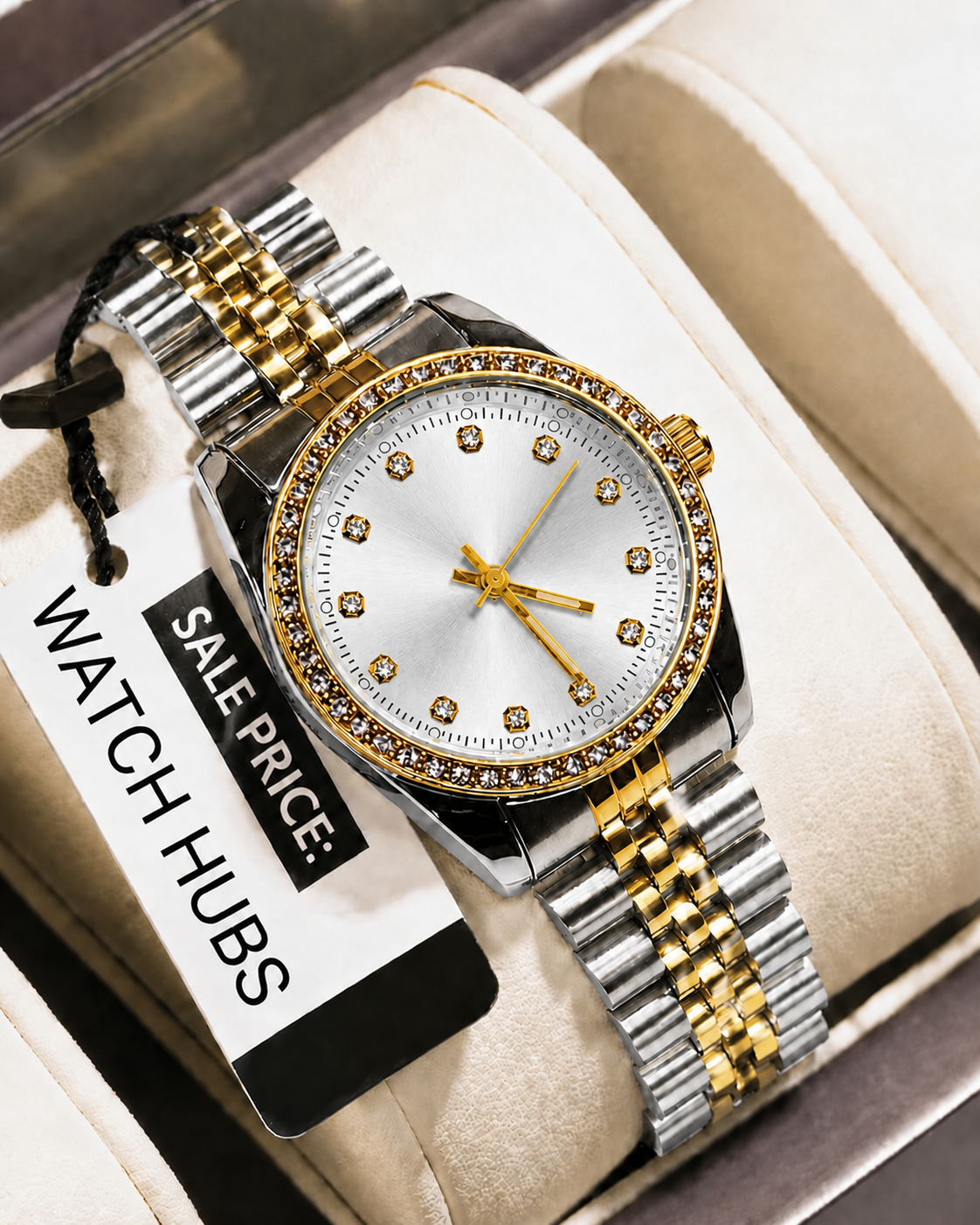 High Quality Diamond Two Tone Watch For Men's - Stainless Steel Watch For Boys