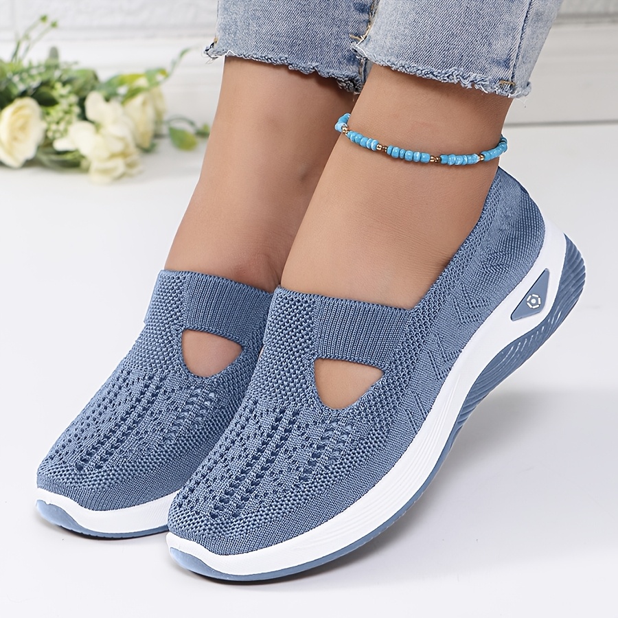 Womens Spring Summer Knit Slip On Sneakers Breathable Mesh Casual Shoes with Arch Support Machine Washable Multi Colors