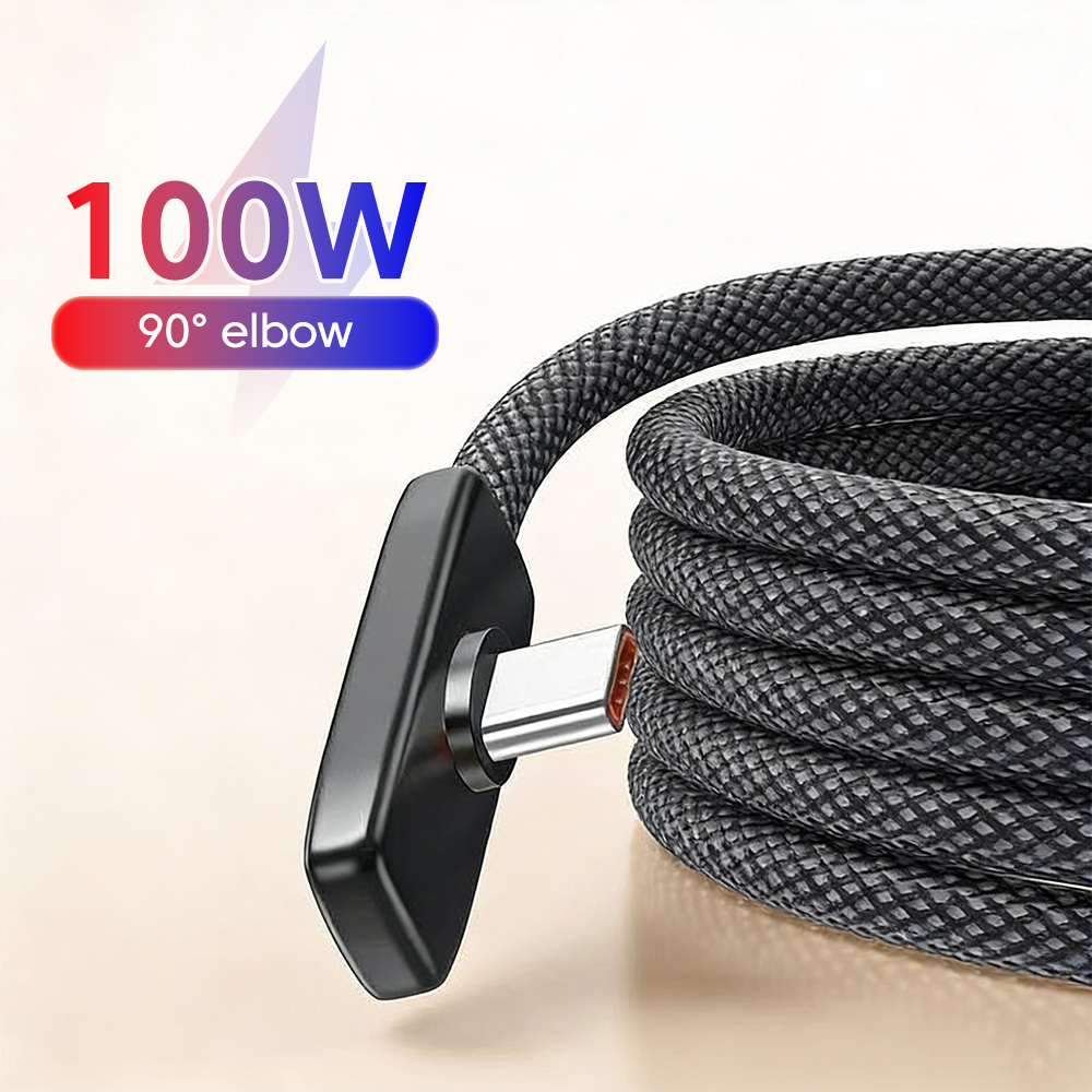100W 90° Elbow USB Type C Cable Fast Charging Mobile Phone Wire Game Data Cord For   60W USB C To USB C Cable