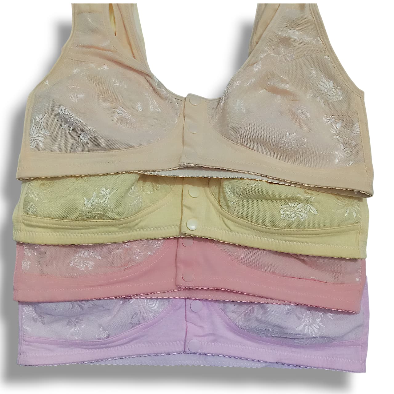 Breathable Seamless 3-Button Front Opening Nursing Bra for Maternity Support