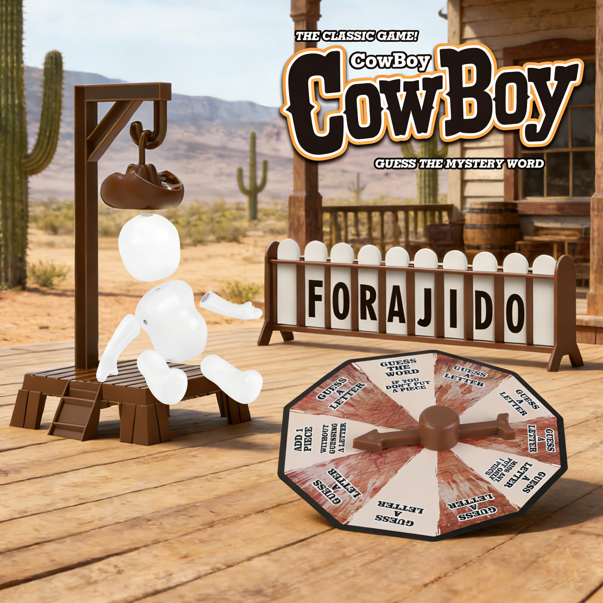 Cowboy Hangman  Word Guessing Game Western Family Board Game Kids Educational Interactive Toy