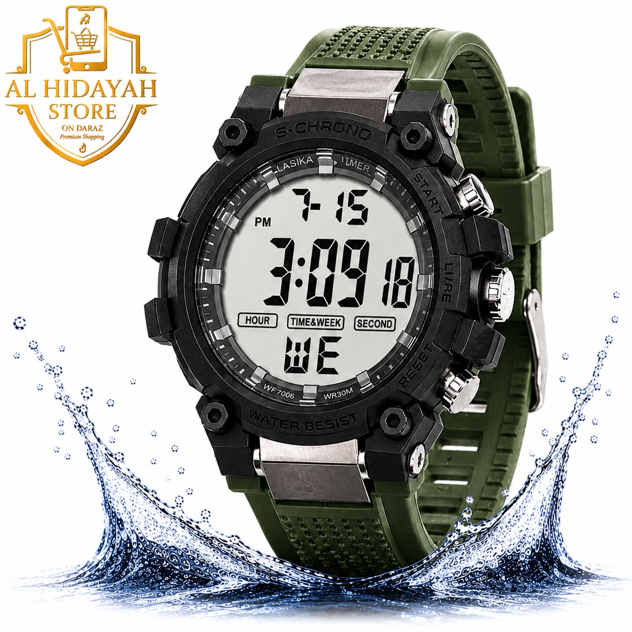 Original LASIKA S-CHRONO LED Digital Sports Watch for Men | Water Resistant | Alarm | Stopwatch | Large Display | Boys, Teens & Students | With Box