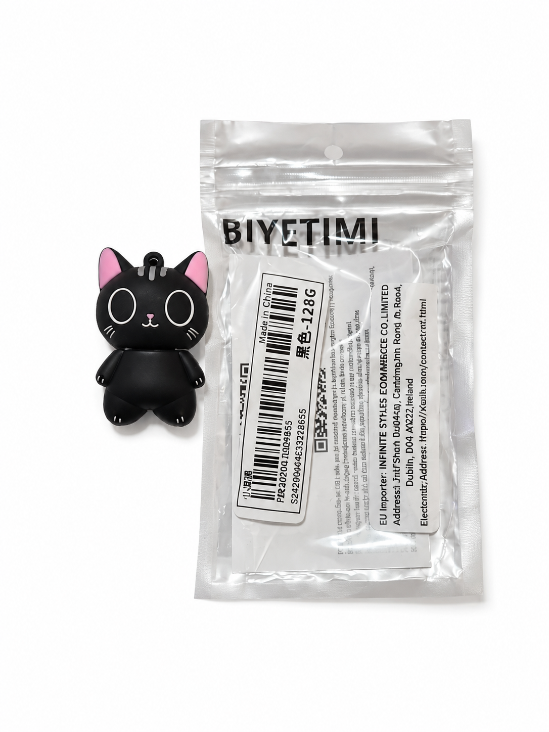 Biyetimi 128GB Cute Black Cat Pattern 2.0 USB Flash Drive