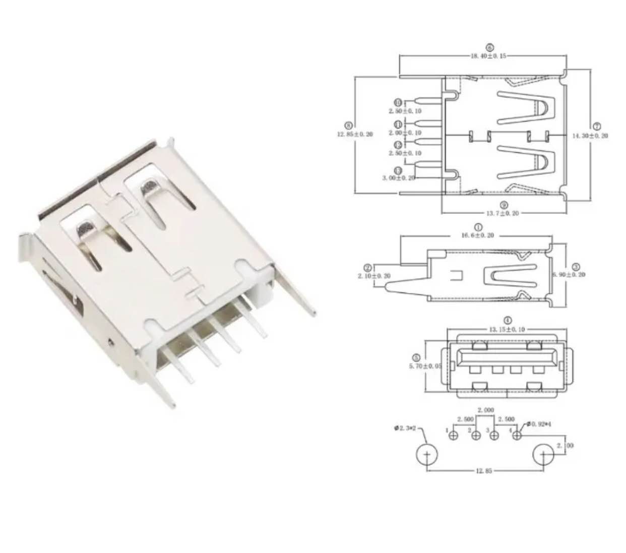 (Pack of 5)USB A TYPE FEMALE SOCKET CONNECTOR