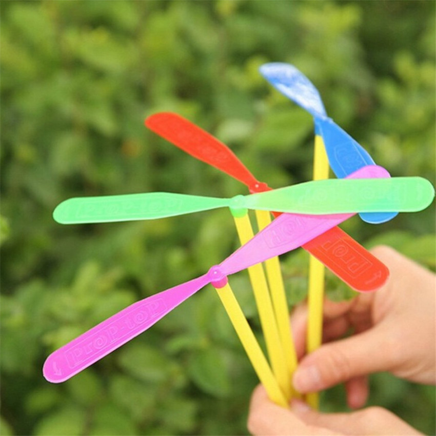 HOT DEAL NO 1 10/20/100pcs Novelty Plastic Bamboo Dragonfly Propeller Outdoor Classic Toy Kid Gift Rotating Flying Arrow Multicolor Random Color