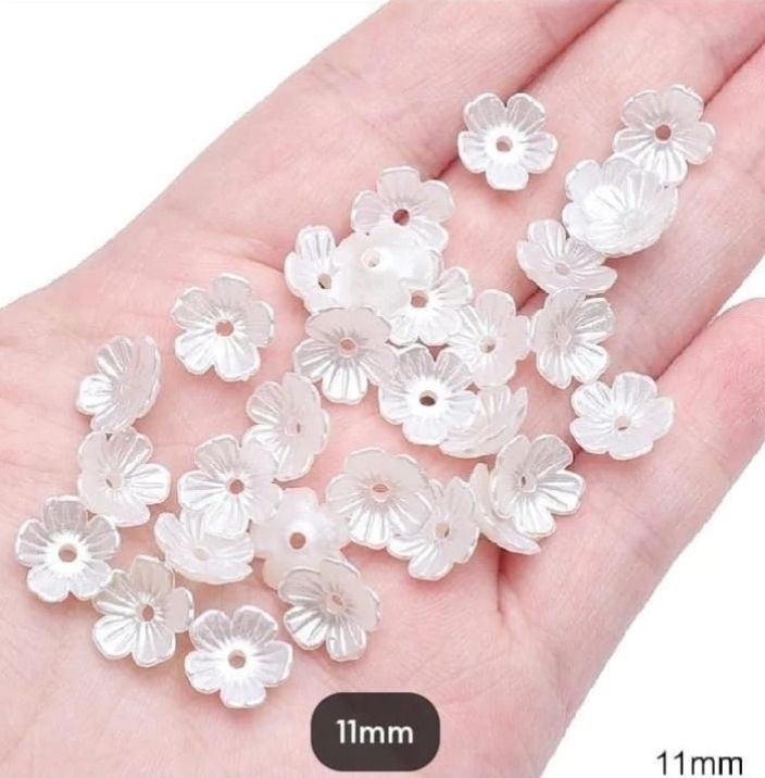 20/50/100 Pcs ABS Round Flowers - Imitation Pearl Beads For DIY Jewellery Making