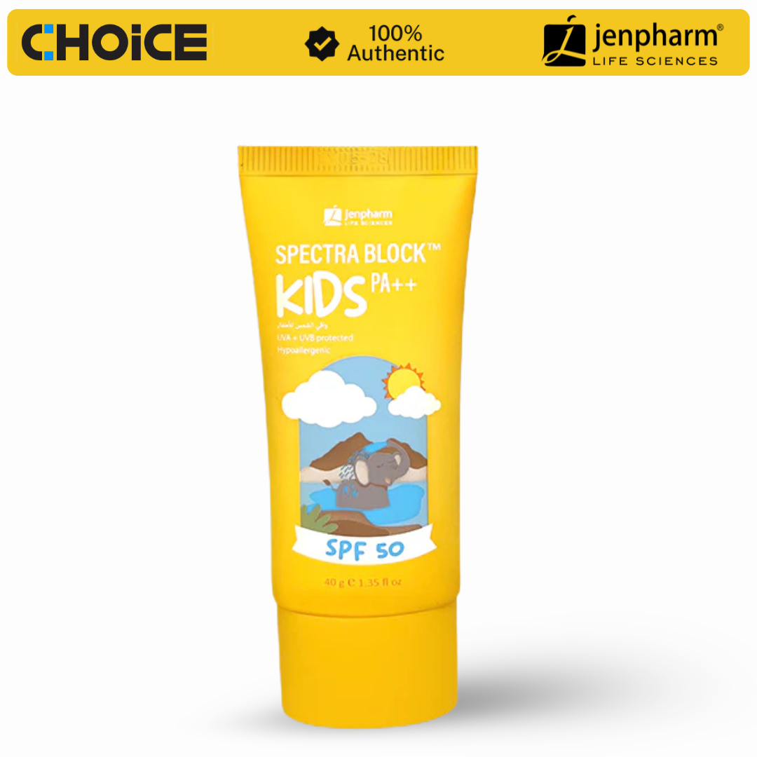 Jenpharm - Spectra Block Kids SPF 50 Sunscreen - 40g | Mineral Based, Water Resistant Sunblock for Baby & Children