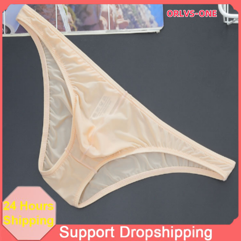 Summer Men's Breifs  Underwear Ice Silk Briefs Ultra-thin Transparent Breathable  Comfortable Low Waist Underpants MU093