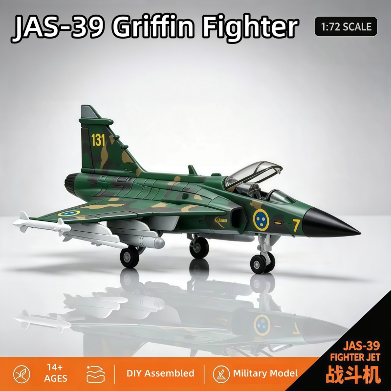 1/72  Series JAS 39 Gripen Fighter Building Blocks Gryphon Multi Role Aircraft Model DIY Bricks Decor Toys For Xmas 